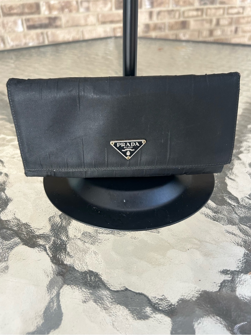 Vintage Prada Tessuto Nylon Saffiano Continental Wallet Black